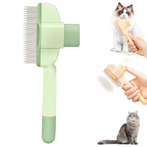 Pet Hair Removal Comb Flea Comb, 2025 New Multifunctional Cat Brush, Metal Teeth Pet Comb for Grooming, Cat Grooming Supplies for Short and Long Hair Cats (Green)