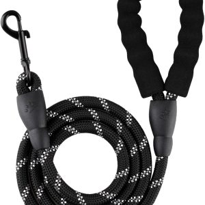 5FT Dog Leash with Soft Padded Handle, Pet Highly Reflective Leash for Small Medium Large Sized Dogs, 1/2 Inch, Black
